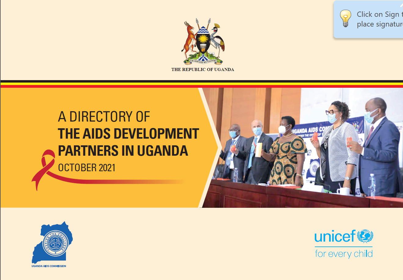A DIRECTORY OF THE AIDS DEVELOPMENT PARTNERS IN UGANDA OCTOBER 2021